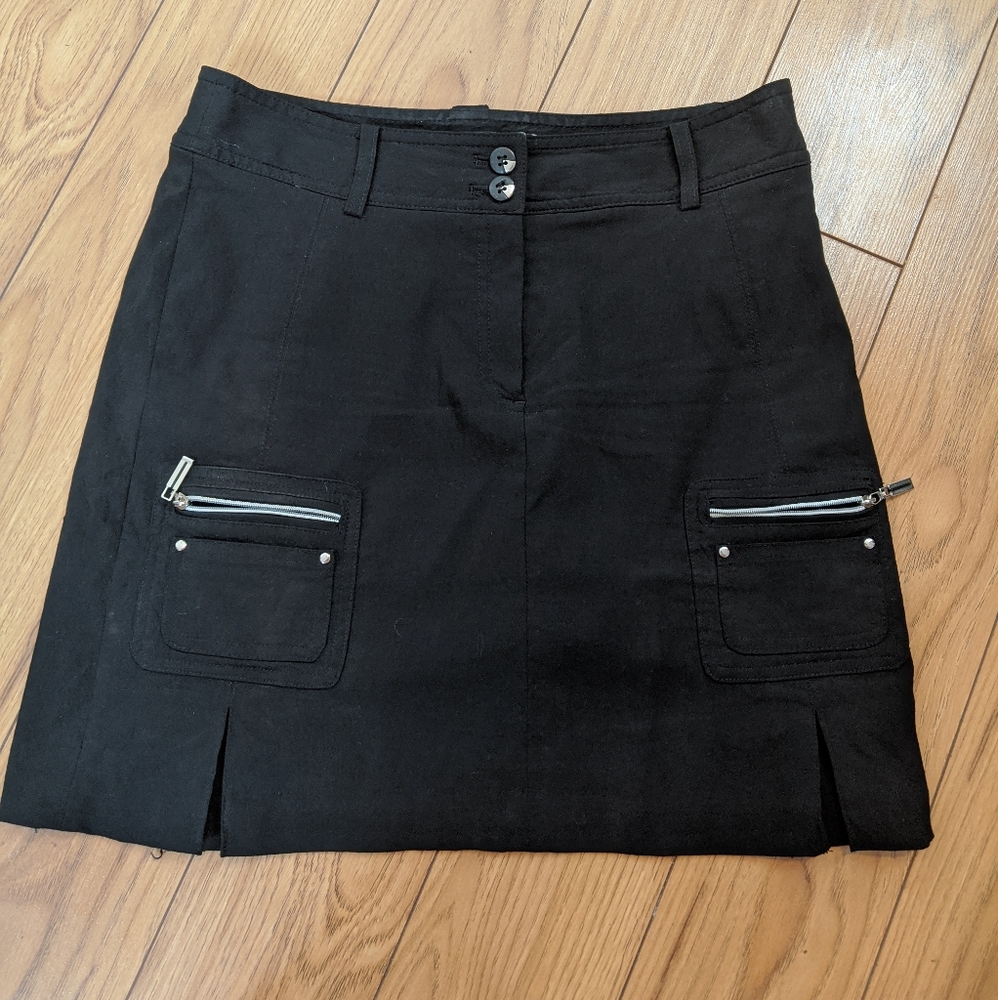 Black Mini Skirt with Zip Pocket Details